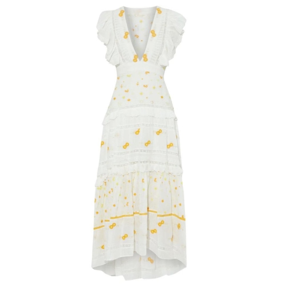 NWT LoveShackFancy Cortland Maxi Dress Antique White Size 4 Floral Lace - Picture 8 of 15